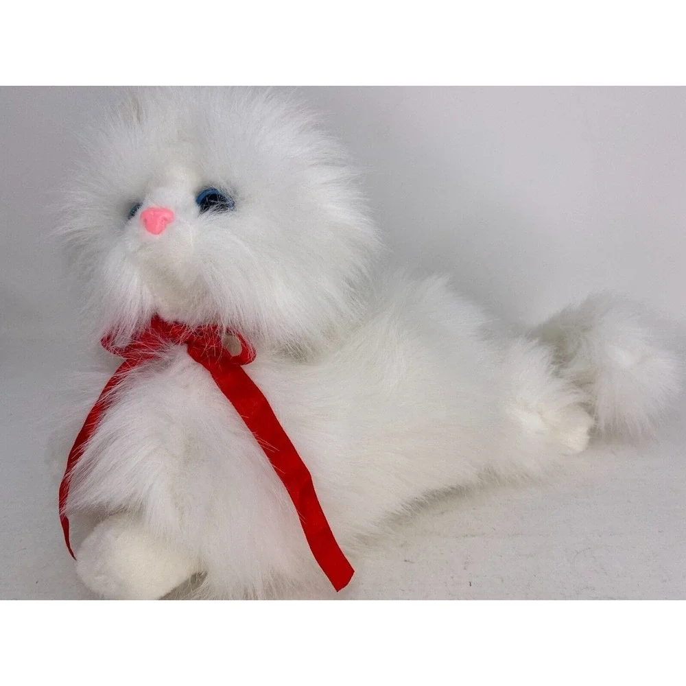 Santa's Best Cat Kitten Vintage Animated Xmas Decor Head & Tail Move White Fur